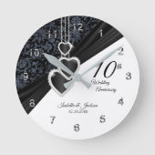 10e zwarte onyx huwelijksjubileum Aandenken Ronde Klok (Voorkant)