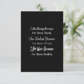 10i is sterk omdat ik zwak ben en onbevreesd ben bedankkaart (Staand voorkant)