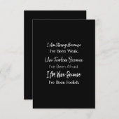 10i is sterk omdat ik zwak ben en onbevreesd ben bedankkaart (Voorkant / Achterkant)