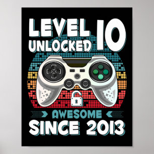10jr bday zoon jongen grappige gamer 10e 10 jaar o poster