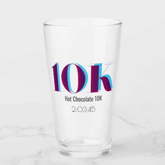 10k Race Celebration Bold Blauw Paarse Graphic Glas (Voorkant)