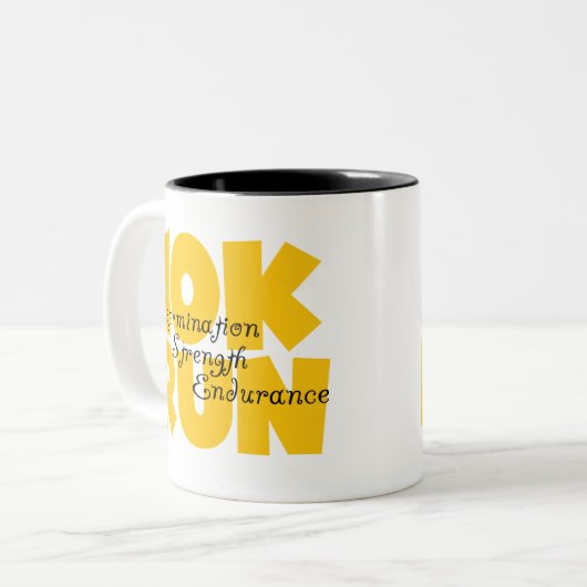 10K Run Yellow Tweekleurige Koffiemok (Voorkant links)