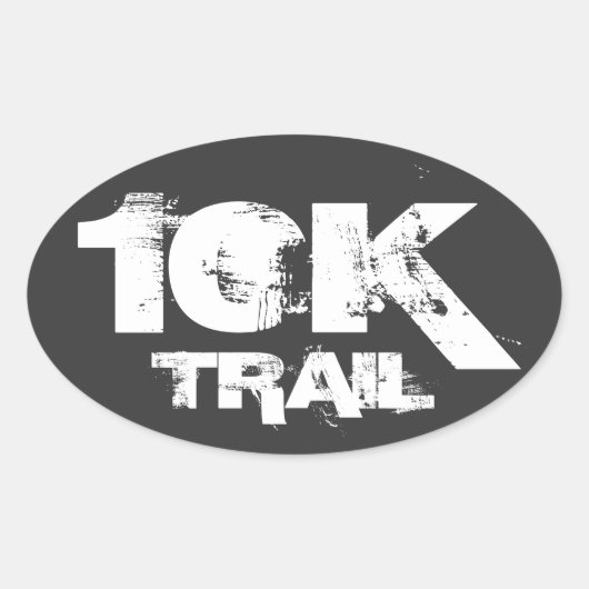 10K Trail Running Ovaal Decal Wit Op Zwart Ovale Sticker (Voorkant)