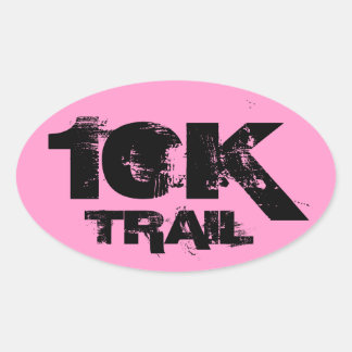 10K Trail Running Oval Decal Zwart op Roze Ovale Sticker