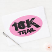 10K Trail Running Oval Decal Zwart op Roze Ovale Sticker (Envelop)