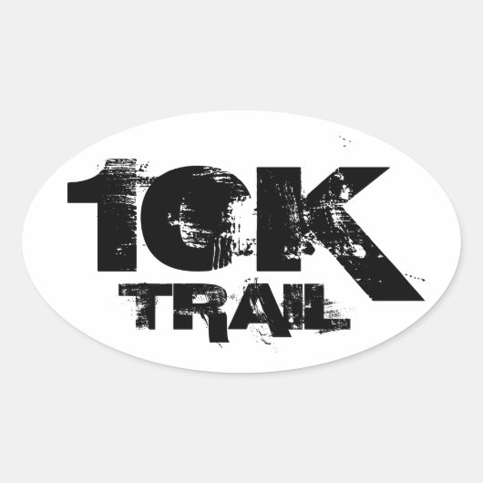 10K Trail Running Oval Decal Zwart op Wit Ovale Sticker (Voorkant)