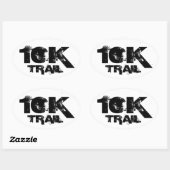 10K Trail Running Oval Decal Zwart op Wit Ovale Sticker (Vel)