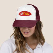 10NIS Red Tennis Sports Logo Trucker Hat Pet (In situ)