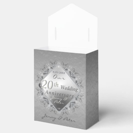 10th.11th.20th, 25th, 70th Grey Favor Box Bedankdoosjes (Geopend)