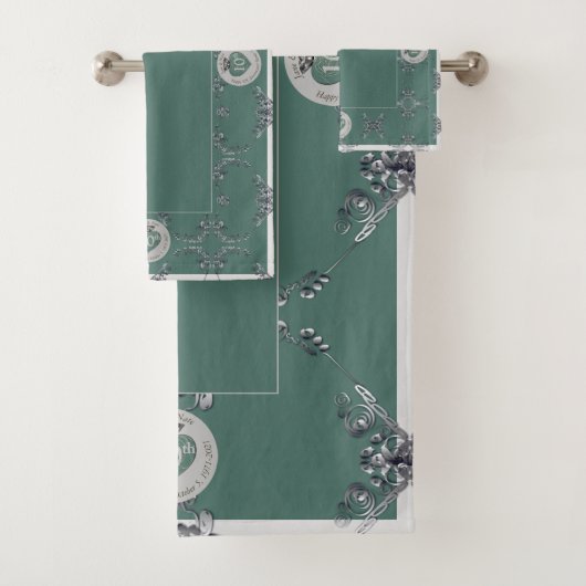 10th,11th,20th,25th,70th Silvery Grey Bad Handdoek (Insitu)