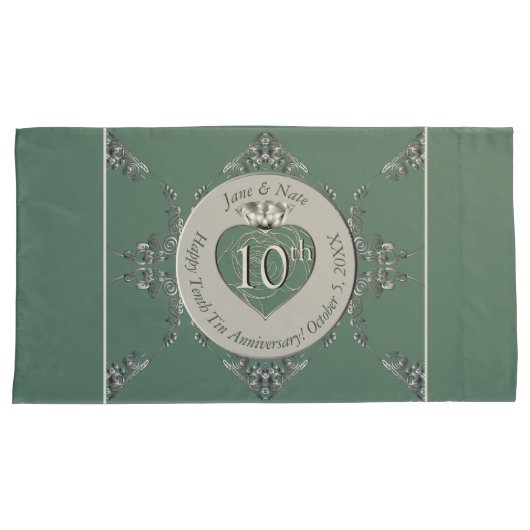 10th,11th,20th,25th Bruiloft Jubileum Kussensloop (Voorkant-Rechts)