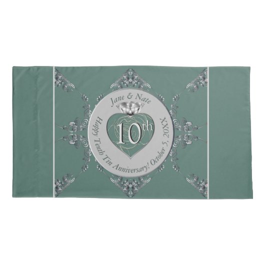 10th,11th,20th,25th Bruiloft Jubileum Kussensloop (Achterkant-Links)