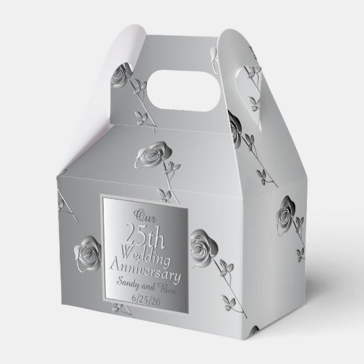 10th,20th,25th,70th Bruiloft Jubileum Rozen Bedankdoosjes (Voorkant Zijde)
