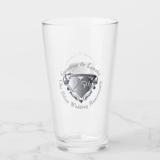 10th,20th,25th Wedding Jubileum 3D Heart Emblem Glas (Voorkant)