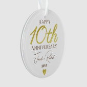 10th Anniversary Faux Gold Custom Wedding Ornament (voorkant)