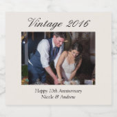 10th Anniversary Gift Personalized Wedding Photo Sparkling Wijnetiket (Enkel label)