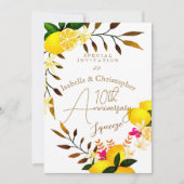  10th Anniversary Lemon Squeeze Wedding Invitation Kaart (Voorkant)