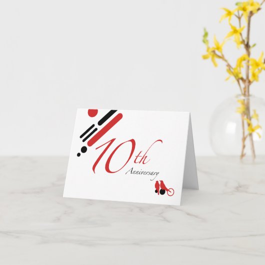 10th Anniversary (mod birds) Kaart (Gele Bloem)