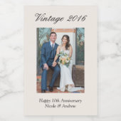 10th Anniversary Party Favor Custom Wedding Photo Wijn Etiket (Enkel label)