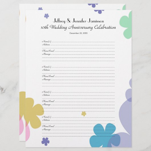 10th Anniversary Party Guest Book Sign-In Page (Voorkant / Achterkant)