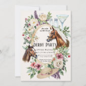 10th Annual Derby Party Invitation with Floral and Kaart (Voorkant)