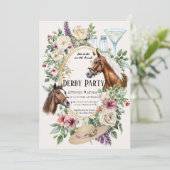 10th Annual Derby Party Invitation with Floral and Kaart (Staand voorkant)