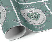 10th/AnyWedding Jubileum Zilverachtig grijs medail Cadeaupapier (Rol Hoek)