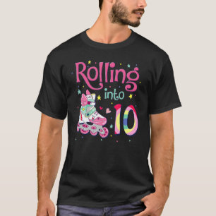 10th Bday Rolling Into 10 Birthday Girl Roller Ska T-shirt
