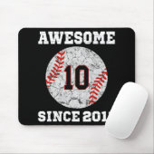 10th Birthday Baseball Lover Gift 10 Years Old Vin Muismat (Met muis)