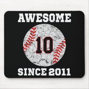 10th Birthday Baseball Lover Gift 10 Years Old Vin Muismat