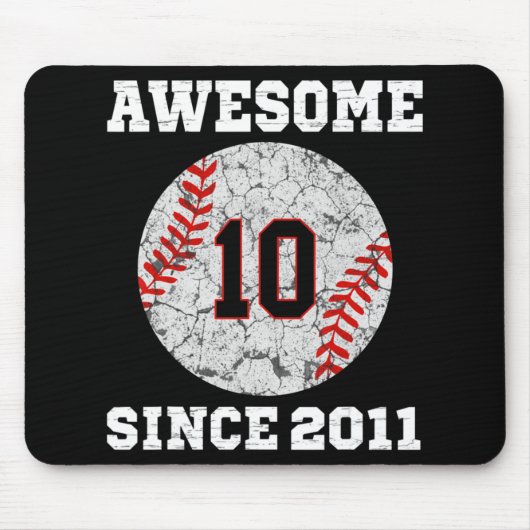 10th Birthday Baseball Lover Gift 10 Years Old Vin Muismat (Voorkant)