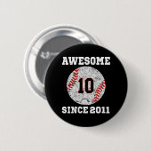10th Birthday Baseball Lover Gift 10 Years Old Vin Ronde Button 5,7 Cm (Voorkant /achterkant)
