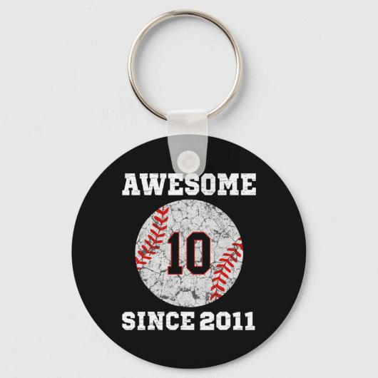 10th Birthday Baseball Lover Gift 10 Years Old Vin Sleutelhanger (Voorkant)