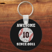 10th Birthday Baseball Lover Gift 10 Years Old Vin Sleutelhanger (Voorkant)