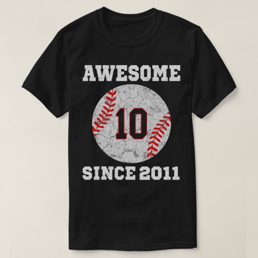 10th Birthday Baseball Lover Gift 10 Years Old Vin T-shirt (Design voorkant)
