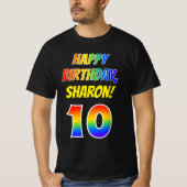 10th Birthday — Bold, Fun, Rainbow 10, Aangepaste T-shirt (Voorkant)