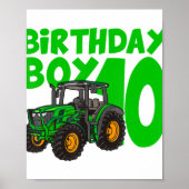 10th Birthday Boy Tractor Boerderij 10 Year Old Bi Poster (Voorkant)