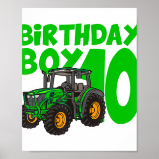 10th Birthday Boy Tractor Boerderij 10 Year Old Bi Poster