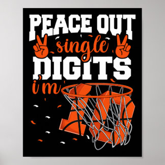 10th Birthday Boys Bysketbyll Peace Out Single Dig Poster