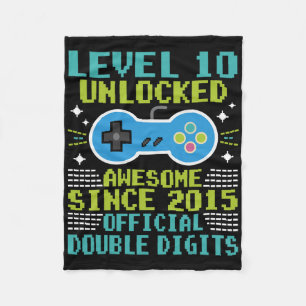 10th Birthday Boys Level 10 Ontgrendeld Geweldige  Fleece Deken