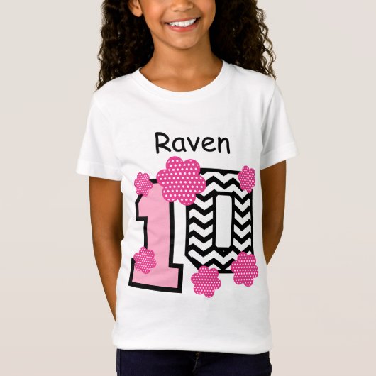 10th Birthday Chevrons Polka Dots Custom Name V03 T-shirt (Voorkant)