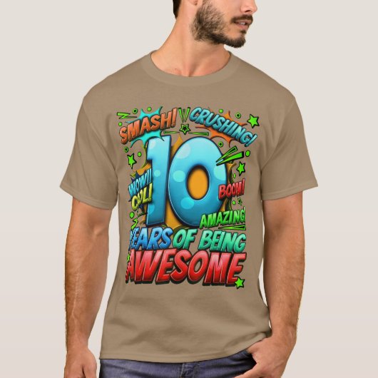 10th Birthday Comic Style Awesome Since 2013 10 Ye T-shirt (Voorkant)