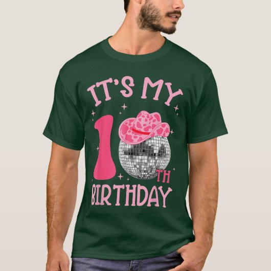 10th Birthday Coquette Bow Disco Ball 10 Year Old  T-shirt (Voorkant)