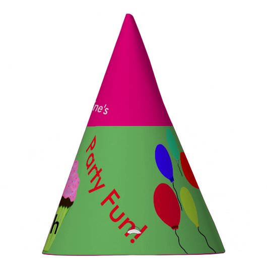 10th Birthday Cupcake Balloons Gepersonaliseerde P Feesthoedjes (Rechts)