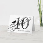 10th birthday for granddaughter, butterfly. kaart<br><div class="desc">A white background featuring a black butterfly and black text,  on this 10th birthday greeting for a granddaughter. My Funny Mind Greetings.</div>