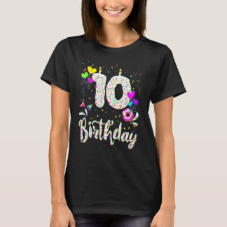 10th Birthday Girl 10 Years Old Bday Doughnut Pa T-shirt