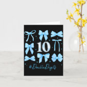 10th Birthday Girl Blue Coquette Bow 10 Year Old A Kaart (Gele Bloem)