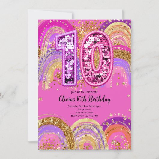 10th Birthday Girls Invitation Kaart (Voorkant)