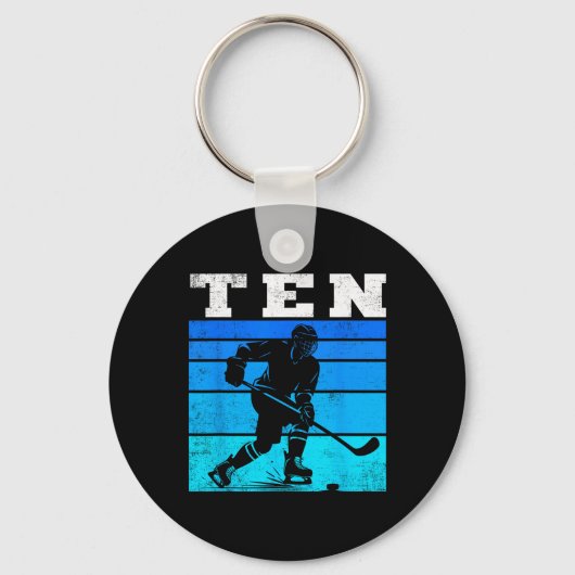 10th Birthday Ice Hockey Boys Ten Hockey Birthday  Sleutelhanger (Voorkant)