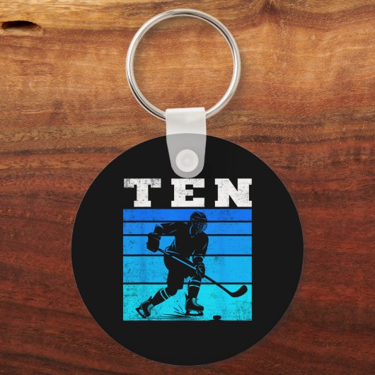 10th Birthday Ice Hockey Boys Ten Hockey Birthday  Sleutelhanger (Voorkant)